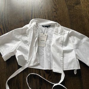 Zara cover up never worn white with collar and tags